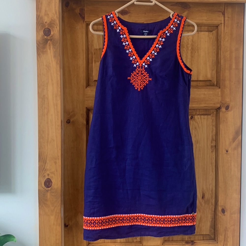 NWOT Hatley blue cotton dress with embroidery size XS